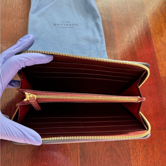 Smythson Dark Navy Travel Zip Wallet - Picture 2 of 6